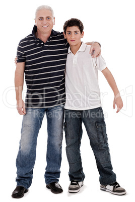 Positive image of a caucasian boy with his father