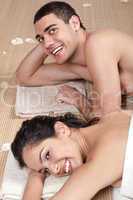 Good looking couple in love during spa