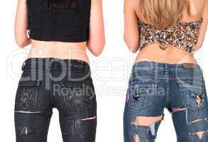 Two girls wearing jeans