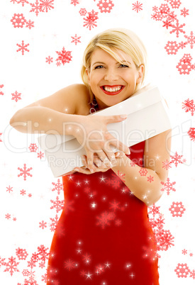 thankful girl with snowflakes