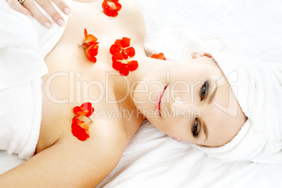 red flower petals spa