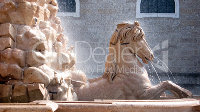 Horse fountain in the Residenzplatz, Salzburg, Austria