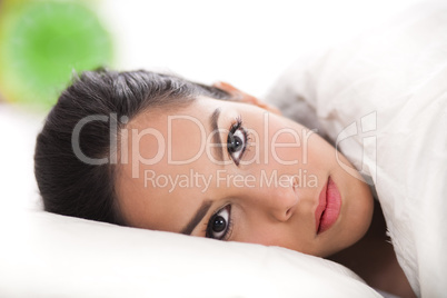 sexy lady lying in her bed,closeup shot