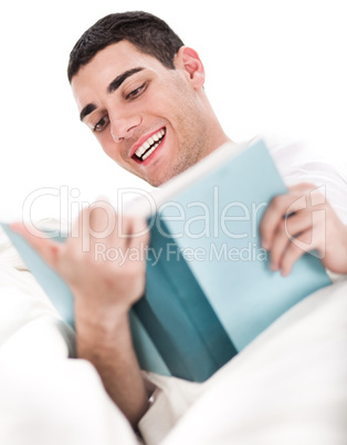 Young man enjoy reading book