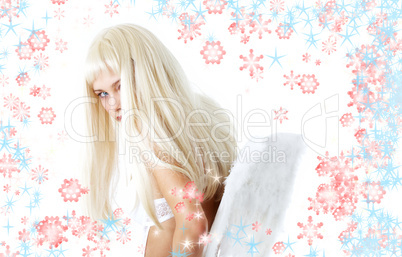 winter angel with snowflakes