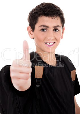 Teenager shows thumbs up