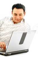 portrait of relaxed man with laptop