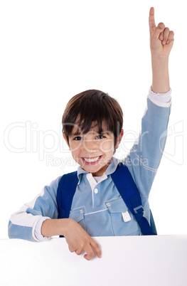 Elementary school kid raising his hand