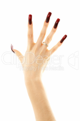 hand with long acrylic nails