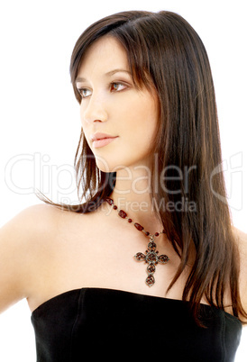 lovely brunette with crucifix