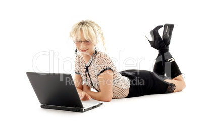 relaxed office lady with laptop