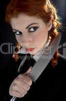 crazy schoolgirl with knife