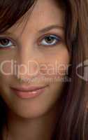 closeup portrait of smiling brunette