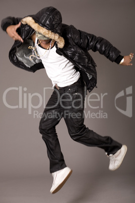 Hip pop dancer jumping