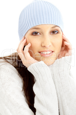 lovely brunette in winter hat