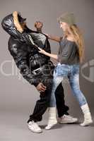 White woman fighting with her boyfriend
