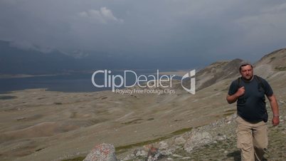 Mountain Hiking in Mongolian Altai at Khoton Nuur lake