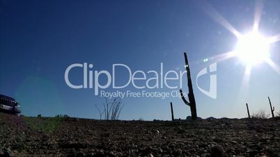 Driving off-road in the Arizona desert.