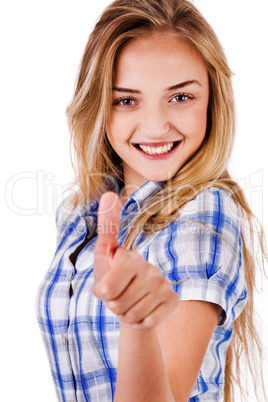 Happy Young Lady Showing Thumb'S Up