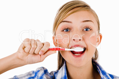 Young girl the brush her tooth