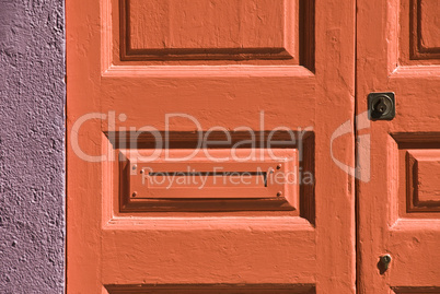 Detail of a red door