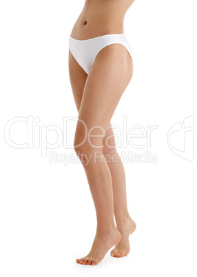 long legs in white bikini panties