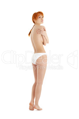 healthy redhead in white bikini panties #2