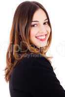 young beautiful model smiling side pose