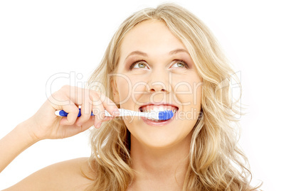 happy blond with toothbrush