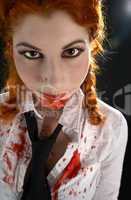 schoolgirl with blood all over