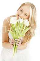 happy blond with white tulips #2