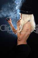cabaret girl with cigar and grenade