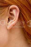 ear of redhead lady