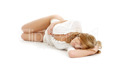 lovely girl laying on the floor