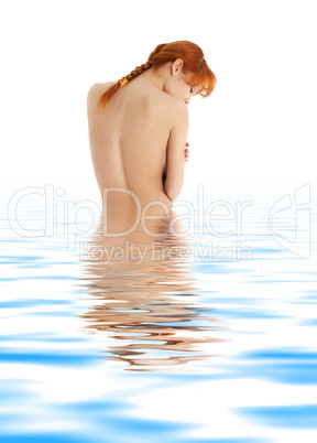 healthy redhead in blue water