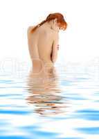 healthy redhead in blue water