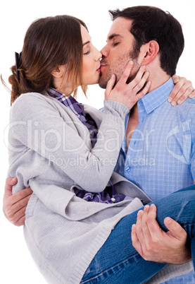 Romantic couple kissing each other