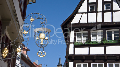 Traditional plate and house in Bad Wimpfen, Germany