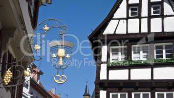 Traditional plate and house in Bad Wimpfen, Germany