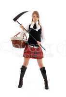 angry schoolgirl with black scythe