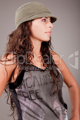 Cute adorable women posing in studio