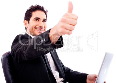 Business man Showing thumbs up