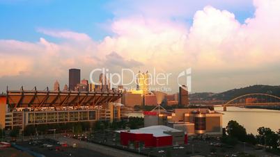 Time lapse of the sun setting over Pittsburgh, PA.