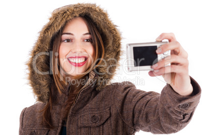 Women taking pic of herself with camera