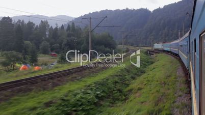 Passenger train goes to Carpathians (Full HD)