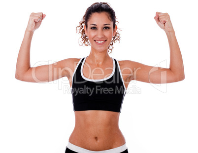Woman raising her hands doing exercises