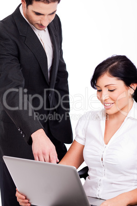 Corporate people working with laptop