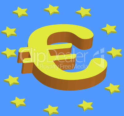 euro on blue