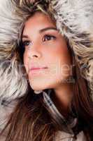 closeup shot of girl wearing woolen hat