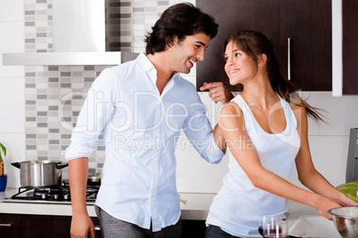 young couple in the kitchen